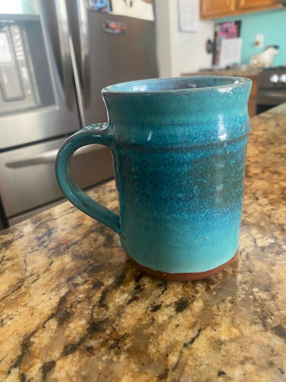 Handcrafted Turquoise Ceramic Coffee Mug - Artisan Stoneware